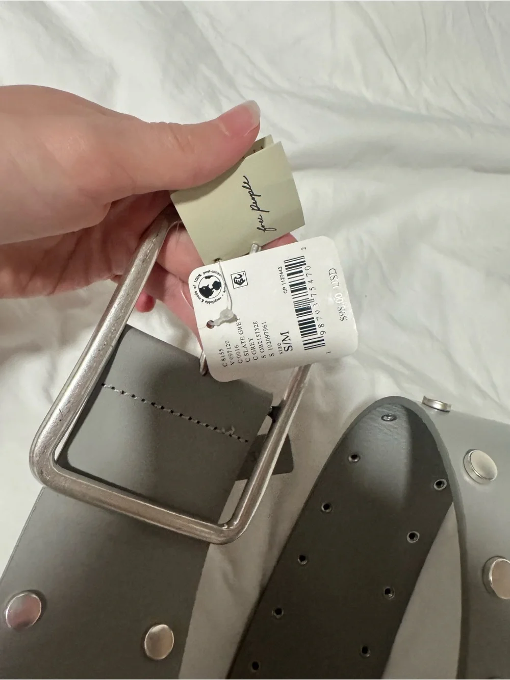 Free People Laurel Hex grey studded belt